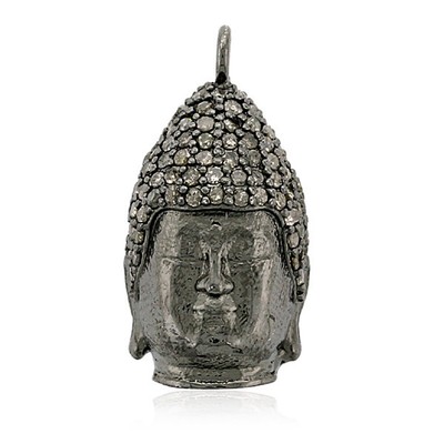 Pave Diamond Buddha Charma Pendant For Women 925 Sterling Silver Fine Jewelry