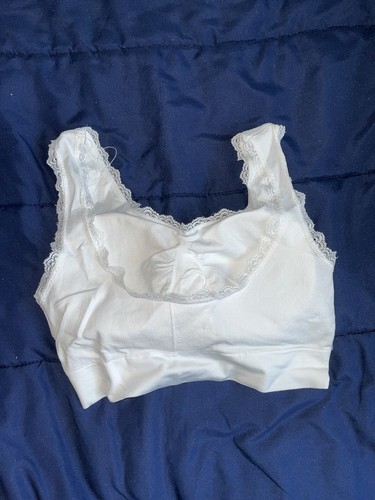 Lace Adjustable Cross Front White Bra Size XL - Picture 2 of 2