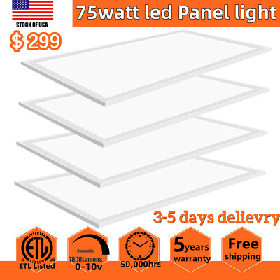 4 Pack 2x4FT Led Flat Panel Light Fixture 75W Office Drop Troffer Ceiling Lamp