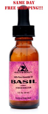 BASIL ESSENTIAL OIL LINALOOL ORGANIC AROMATHERAPY 100% PURE DROPPER 1 OZ, 30 ml
