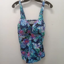 Swimsuits for All Multicolor Tankini Top  Size 38DD