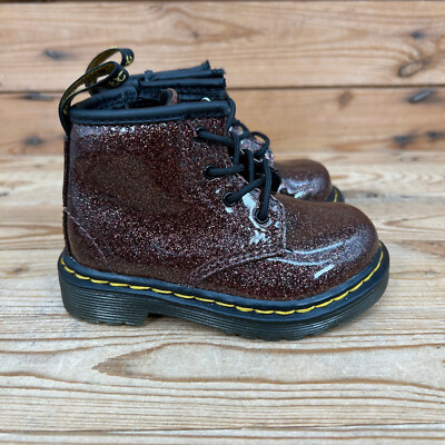 Dr Martens 1460 Boots Baby Size UK Brown Glitter Combat Lace