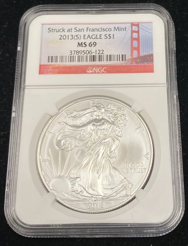 2013 (S) American Silver Eagle 1 oz NGC MS69 Struck at San Francisco Mint (C)