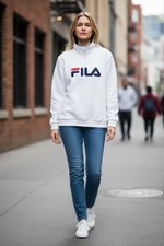 FILA Womens Graphic Sweatshirt Size Small Half Zip Pullover 104