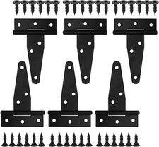 6 Pack 3 Inch T Strap Hinges, Shed Door Gate Hinges, Heavy Duty Black Outdoor T