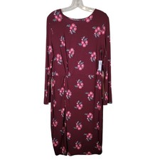 Old Navy NWT Twisted Floral Dress Knee Length Boat Neck Long Sleeves Size Large 