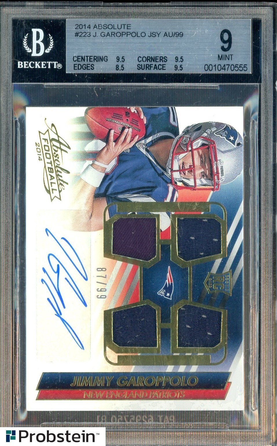Jimmy Garoppolo Panini Absolute #223 Autograph-Quad Jersey