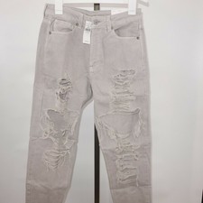 NEW American Eagle High Rise Mom Jeans Ripped Distressed Gray 6 Short