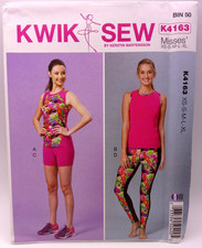 Pullover Sports Tops, Shorts & Leggings Sewing Pattern (XS-XL) Kwik Sew 4163