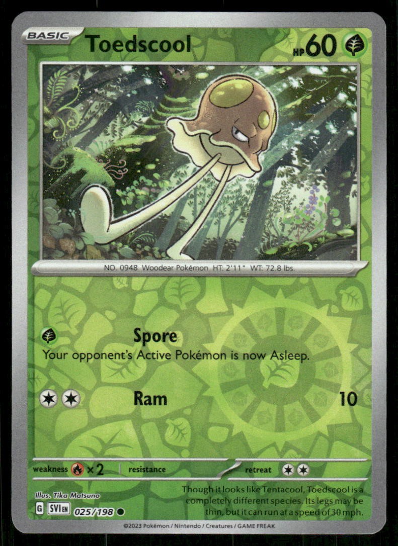 Toedscool Scarlet & Violet Base Set [025/198] Common Reverse Holofoil NM Pokemon