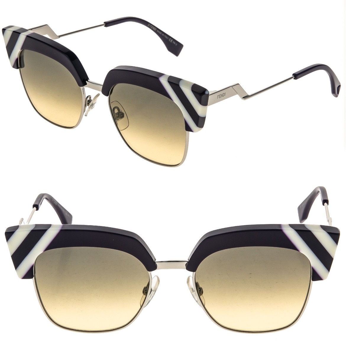 FENDI 0241 Waves FF0241S Violet Silver Stripe Fashion Sunglasses