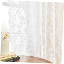 Lace Curtains 90 Inches Long 2 Panels Paisley 52"W x 90"L Pack of 2 White