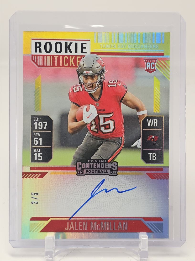 JALEN MCMILLAN 2024 CONTENDERS ROOKIE TICKET GOAL LINE GOLD RC AUTO /5 Q3549