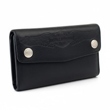 VTG Harley Davidson Motorcycle Leather Wallet Womens Black