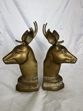 Brass Deer Buck Stag Bookends Pair Set Of 2 1...