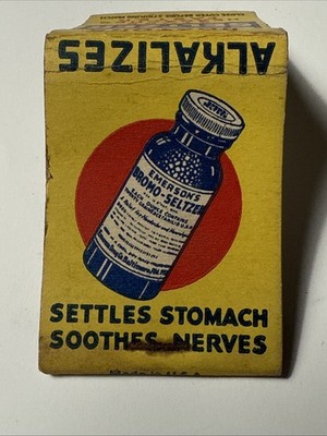 Vtg 1930s Bromo Seltzer Medicine Matchbook Vtg Matches Advertising