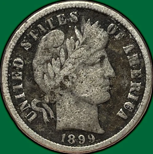 1899-O Barber Dime Silver Fine F Coin, Rough #32145