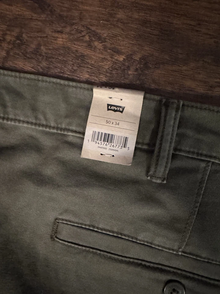 Levis XX Chino Pants Mens 50x34 Green Standard Taper Cotton Stretch - Image 3 of 4