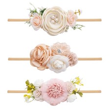 3 Pack Baby Girl Floral Headbands Soft Stretch Hairbands Newborn Toddler Photo