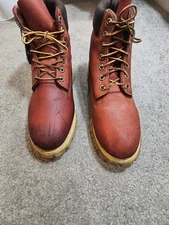 Size 9.5 Timberland 45027  Boots Mens Red Brown 6" Leather 