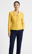Vintage St John Collection Santana Knit Blazer Jacket yellow 12 Gold Button