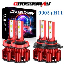 4X 9005 H11 Combo LED Headlight High Low Beam Bulbs Kit 6000K Super White Bright