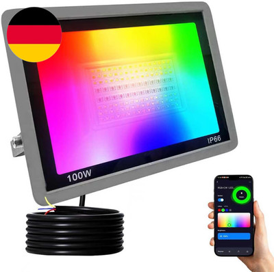 100W RGB LED Strahler Fluter Außen, Smart RGBCW Flutlicht Bunt Mit Bluetooth App