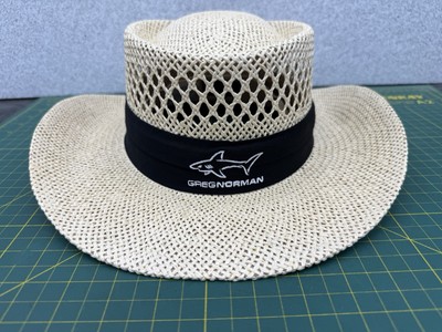 Greg Norman Signature Straw Hat w/ Embroidered Shark Logo  display picture 1