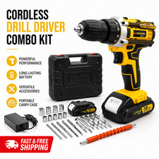 Cordless Drill Driver Combo Kit Electric Screwdriver Home DIY Tool Set