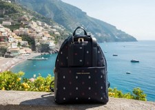 Tommy Hilfiger Monogram Logo Zip Backpack Navy, Gold Hardware, Pouch, Pockets