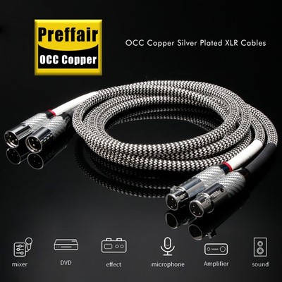 Pair OFC Silver Plated Cord XLR RCA Cable Hi-end Audio Interconnect  Wire