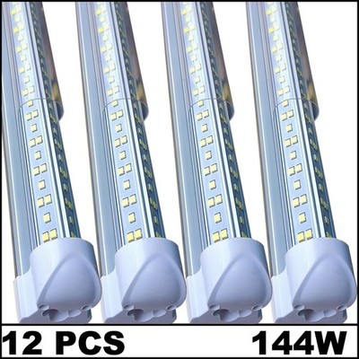 8 FT 144W LED Tube Light Bulbs Integrated 8'  LED Shop Light Fixture 18000lm 12P
