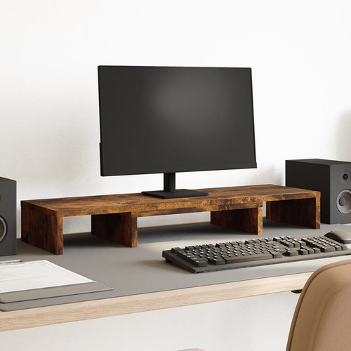 Monitorstandaard verstelbaar 80x24x10,5 cm hout bruin eiken vidaXL - Afbeelding 4 van 129