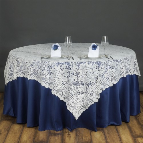 Ivory LACE 90x90" TABLE OVERLAY Wedding Party Catering Reception Linens SALE