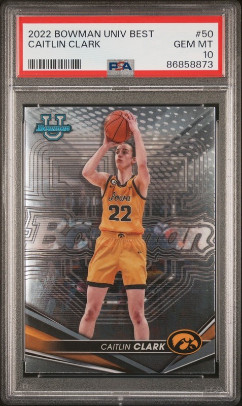 2022 Bowman University Best #50 Caitlin Clark PSA 10 Gem Mint - Rookie Card