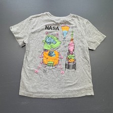 NASA T-Shirt Youth Medium 8/10 Gray Graphic Moon Landing Rocket Science Tee