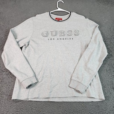 Guess Sweatshirt Mens Large Gray Los Angeles Logo Crewneck Pullover Graphic