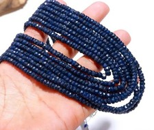 Blue Sapphire Corundum Gemstone 4-4.5mm Rondelle Faceted Beads 13" Beads