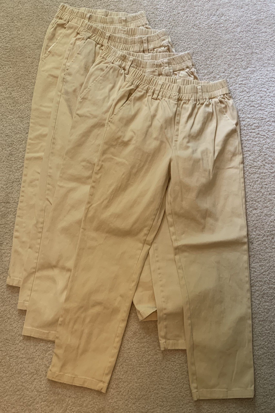 Boys Size 12-14 Khaki Straight Leg School Uniform Pants Stretch Cotton 97%
