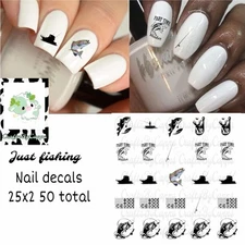 Just Fishing Waterslide Finger Nail Decals Instructions set of 50 KC Bonus