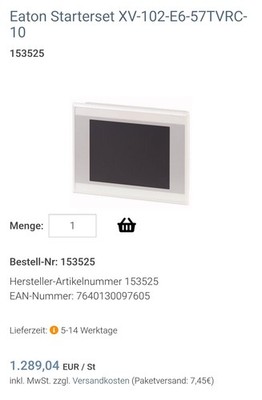 Eaton 153525 XV-102-E6-57TVRC-10 SPS-Bedienpanel Neu
