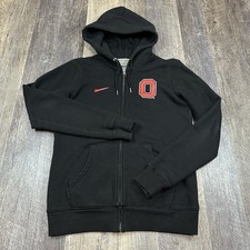 Nike Ohio State Buckeyes OSU Hoodie Women  s Medium Black Fleece Full Zip Swoosh