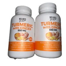 (2 Pack) Wellness Garden Turmeric & Ginger 90 caps each Inflammatory 09/2028 