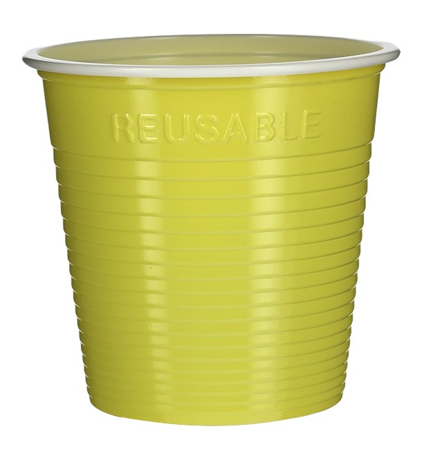 Vasos De Plástico Bicolor Amarillos 160 CC 30 Pz Dopla Para Fiestas