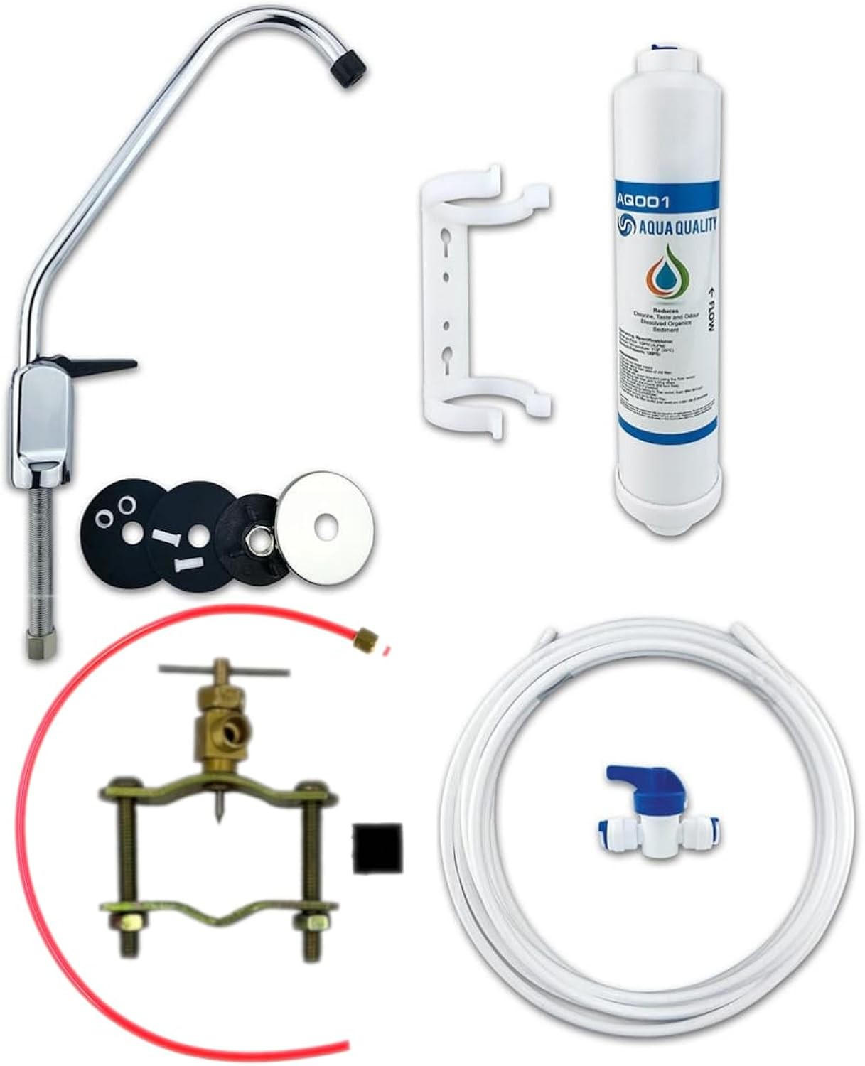 Under Sink Drinking Water Filter System with Tap, Inline Filter & Accessories,