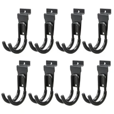 Slatwall Hooks, Heavy-Duty Slatwall Accessories, Black Slat Wall J Hooks, 8 Pack