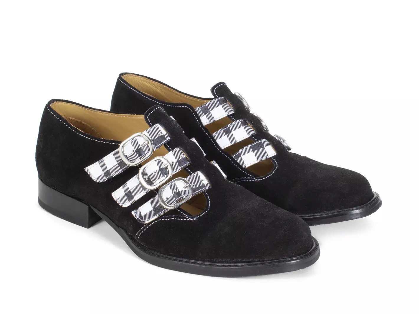 John Fluevog McPhee Black Suede Leather Mary Jane EU46 US13