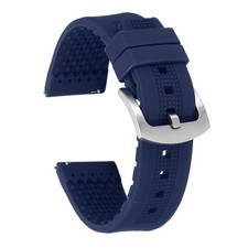 Silicone Watch Bands 22mm Soft Watch Bands with Silver Buckle, Blue