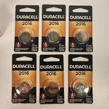 6- 2016 Duracell Coin Cell Batteries - Lithium 3V - CR2016, ECR2016, DL2016 