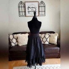 Vintage Gunne Sax By Jessica McClintock Black Midi Lace Skirt Size 11 Wednesday
